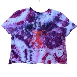 Fireball Cotton Tyedye Tiedye Cropped Short Sleeve Scoop Neck Summer Crop Top M